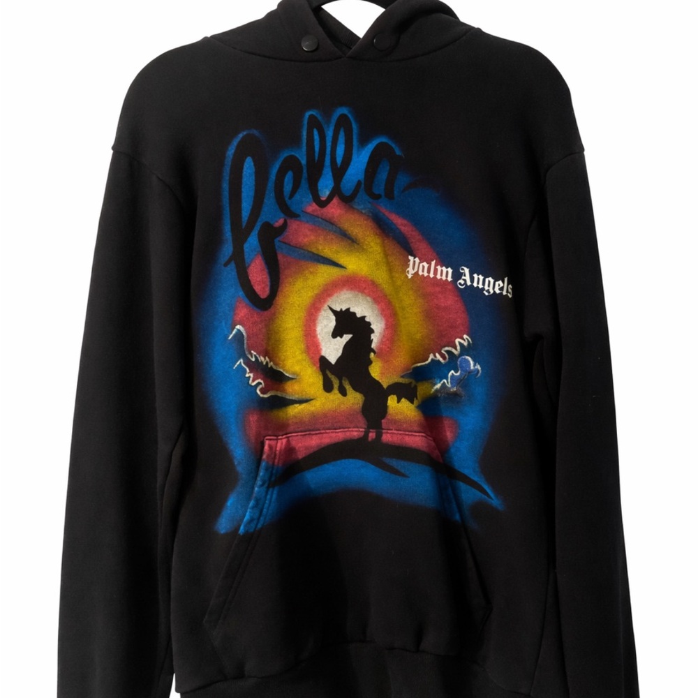Palm Angels Black Graphic Hoodie Designer Streetwear Sweatshirt